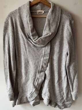 Blondie Striped Pull over Turtleneck 1/2 Open Sweater S